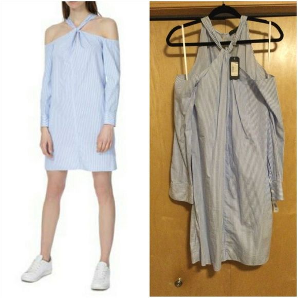 RAG&BONE BBY BLU STRP L/S COLLINGWOOD DRESS - Picture 4 of 11